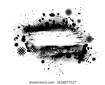 Monocromo Blot Frame dibujado a mano. No la IA. Ilustración vectorial