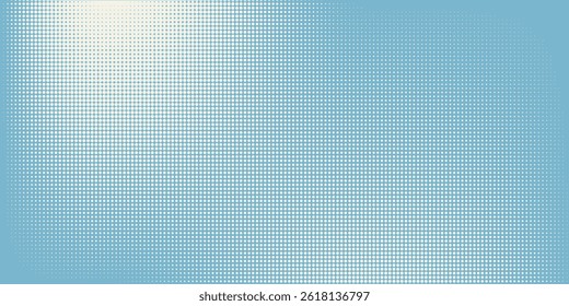 Monochrome blue dot pattern. Wavy gradation frame. Anime curve backdrop. Duotone fade gradient. Halftone pop art background. Banner with half tone effect. Cartoon print. Vector illustration