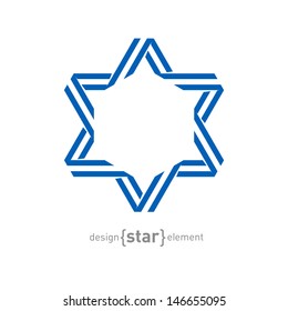 The monochrome blue star from ribbon vector illustration