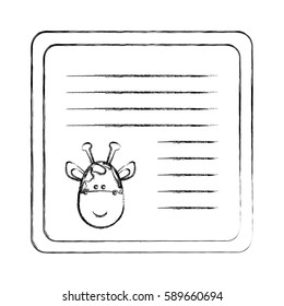 monochrome blurred card with male giraffe head vector illustration