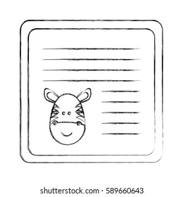 monochrome blurred card with male zebra head vector illustration