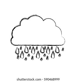 monochrome blurred contour of cloud with rain vector illustration