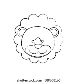 monochrome blurred contour with male lion head vector illustration