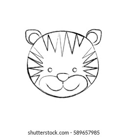 monochrome blurred contour with male tiger head vector illustration