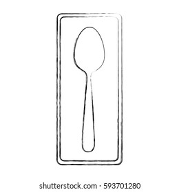 monochrome blurred contour of rectangle frame with silhouette spoon cutlery icon vector illustration