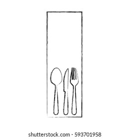 monochrome blurred contour with rectangle frame with silhouettes cutlery kitchen elements vector illustration