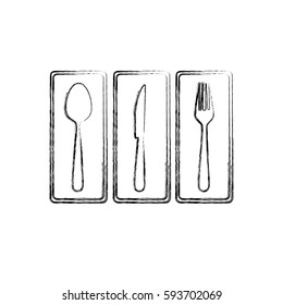 monochrome blurred contour of rectangle frame with silhouettes cutlery kitchen elements vector illustration