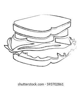 monochrome blurred contour with sandwich vector illustration