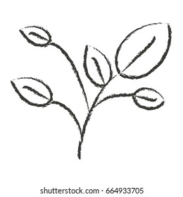 monochrome blurred silhouette of branches with leaves vector illustration