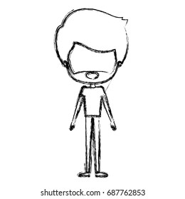 monochrome blurred silhouette caricature of thin faceless man bearded in clothes with hairstyle vector illustration