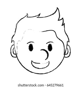 monochrome blurred silhouette with cartoon face smiling man with hairstyle