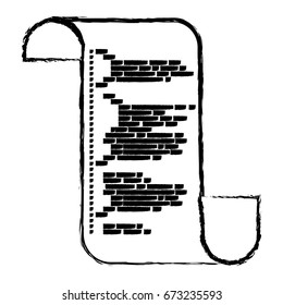 monochrome blurred silhouette of continuously sheet with printed source code in closeup vector illustration