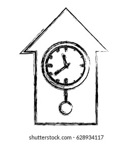 monochrome blurred silhouette with cuckoo clock vector illustration