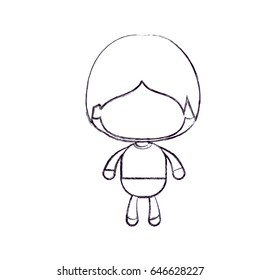 monochrome blurred silhouette of faceless little boy with short wavy hair vector illustration