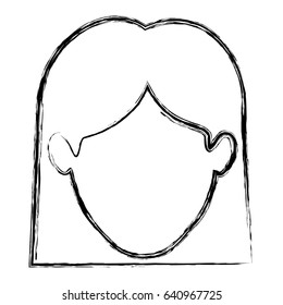 monochrome blurred silhouette of faceless woman with straight short hair vector illustration