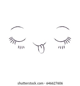 monochrome blurred silhouette of facial expression kawaii flirt vector illustration