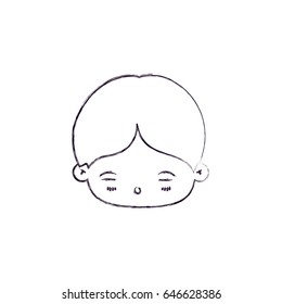 monochrome blurred silhouette of facial expression asleep kawaii little boy vector illustration