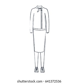 monochrome blurred silhouette of female uniform of chef vector illustration