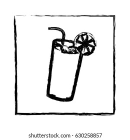 monochrome blurred silhouette of frame with cocktail glass vector illustration