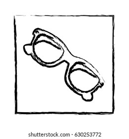 monochrome blurred silhouette of frame with sunglasses icon vector illustration