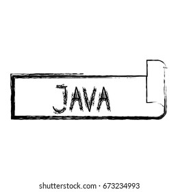 monochrome blurred silhouette label text of java vector illustration