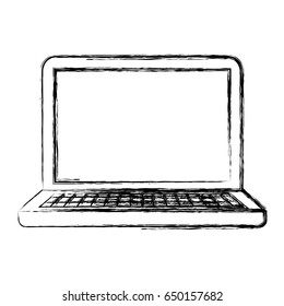 monochrome blurred silhouette of laptop computer vector illustration