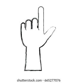 monochrome blurred silhouette of left hand gesture vector illustration
