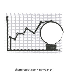 monochrome blurred silhouette of light bulb and financial risk graphic vector illustration