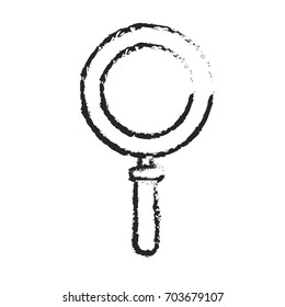 monochrome blurred silhouette of magnifying glass icon vector illustration