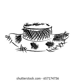 monochrome blurred silhouette of old straw hat vector illustration