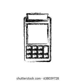 monochrome blurred silhouette of payment terminal vector illustration