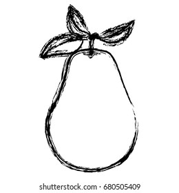monochrome blurred silhouette of pear fruit vector illustration
