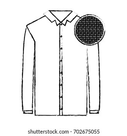 monochrome blurred silhouette of shirt long sleeve man and circle of macro textile pattern