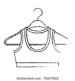 monochrome blurred silhouette shirt top for women in clothes hanger vector illustration