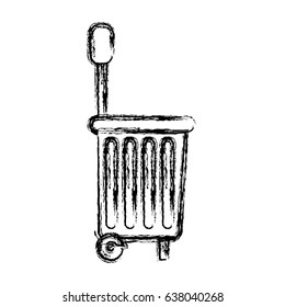 monochrome blurred silhouette of shopping basket with wheels vector illustration