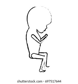 monochrome blurred silhouette of side view fetal growth a trimestrer vector illustration