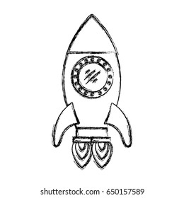 monochrome blurred silhouette of space rocket with two turbines vector illustration