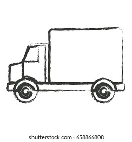 monochrome blurred silhouette of truck with wagon vector illustration