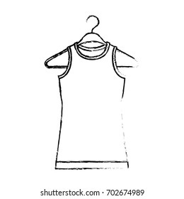 monochrome blurred silhouette of t-shirt without sleeves men in clothes hanger