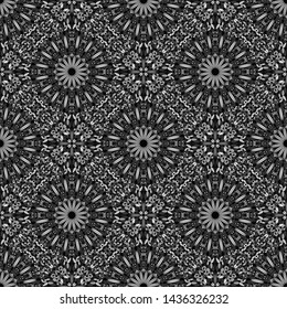 Monochrome bohemian mandala garden pattern design background - abstract floral elegant oriental vector wallpaper