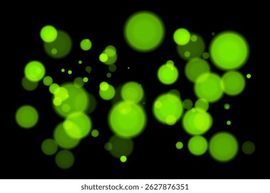 Monochrome bokeh background with soft white glowing circles on black backdrop. Elegant light blur effect for abstract, minimal, or digital vector design and overlays.