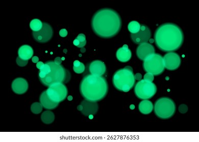 Monochrome bokeh background with soft white glowing circles on black backdrop. Elegant light blur effect for abstract, minimal, or digital vector design and overlays.