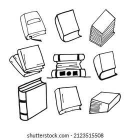 conjunto de ilustraciones del libro sobre fondo blanco. vector dibujado a mano. 