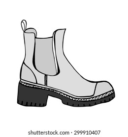 Monochrome Boots. Vector illustration. Isolated on white