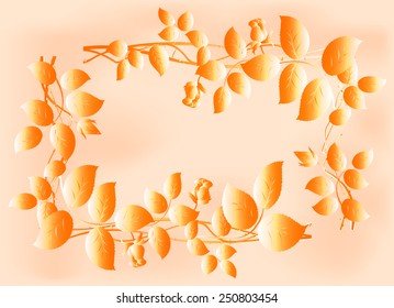 Monochrome border from frame of rose buds on old paper. EPS10 vector illustration.