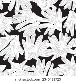 Monochrome Botanical Floral seamless pattern design for fashion textiles, graphics, backgrounds and crafts