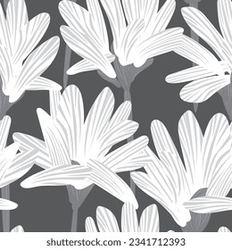 Monochrome Botanical Floral seamless pattern design for fashion textiles, graphics, backgrounds and crafts