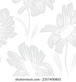 Monochrome Botanical Floral seamless pattern design for fashion textiles, graphics, backgrounds and crafts