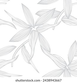 Monochrome Botanical Floral seamless pattern design for fashion textiles, graphics, backgrounds and crafts