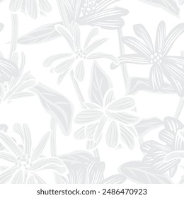 Monochrome Botanical Floral seamless pattern design for fashion textiles, graphics, backgrounds and crafts